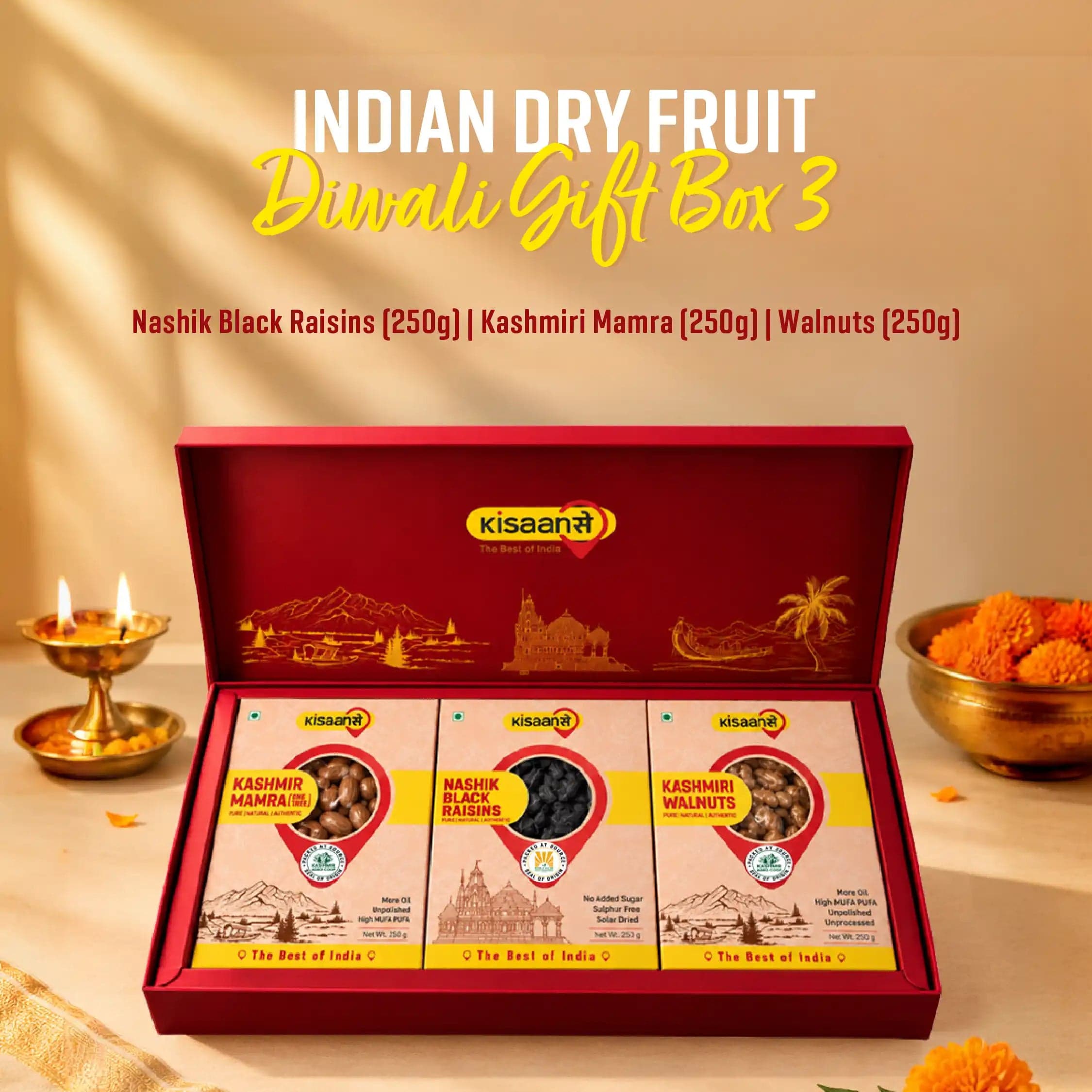 Indian Dry Fruit Diwali Gift Box 3 — KisaanSay