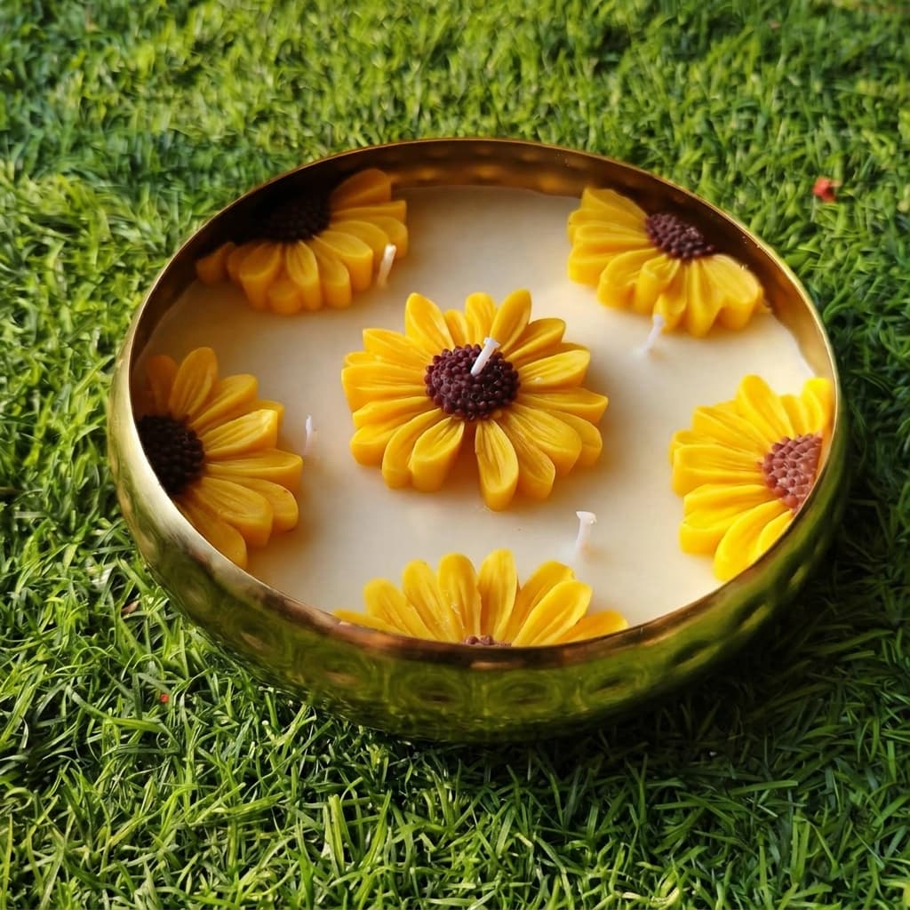 Sunflower Urli Candle — Handcrafted Pure Soy Wax