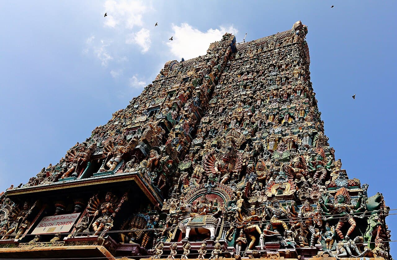 The South Tower gopuram of the Meenakshi Amman Temple in Madurai