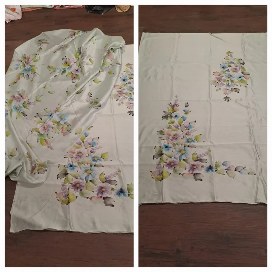 Hand-Painted Suit & Dupatta Set — Ivory with Multicolour Florals