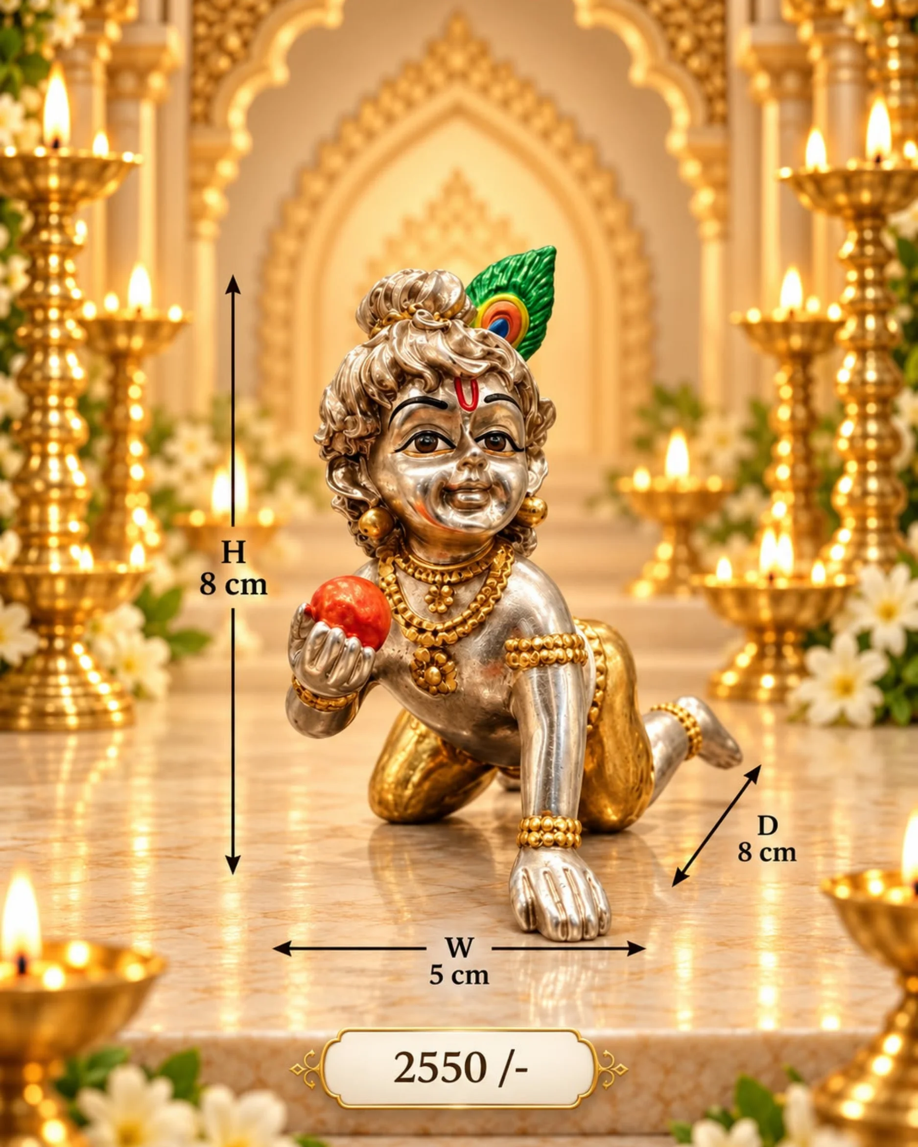 AAREE Crawling Bal Gopal Laddu Gopal — Silver Finish
