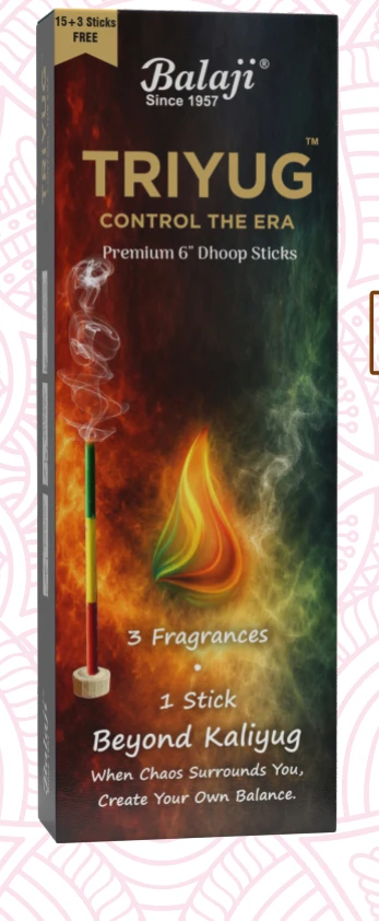 Balaji Triyug Premium 6-inch Dhoop Sticks — 18 Sticks