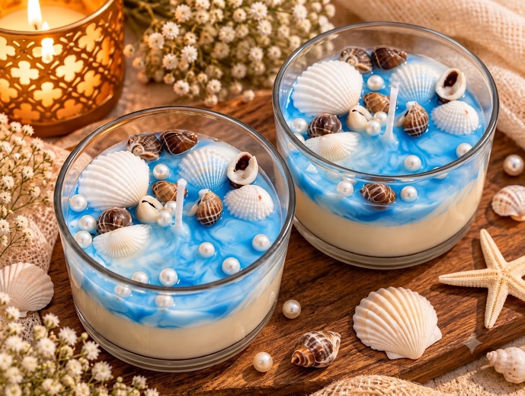 Ocean Pearl & Seashell Scented Candle