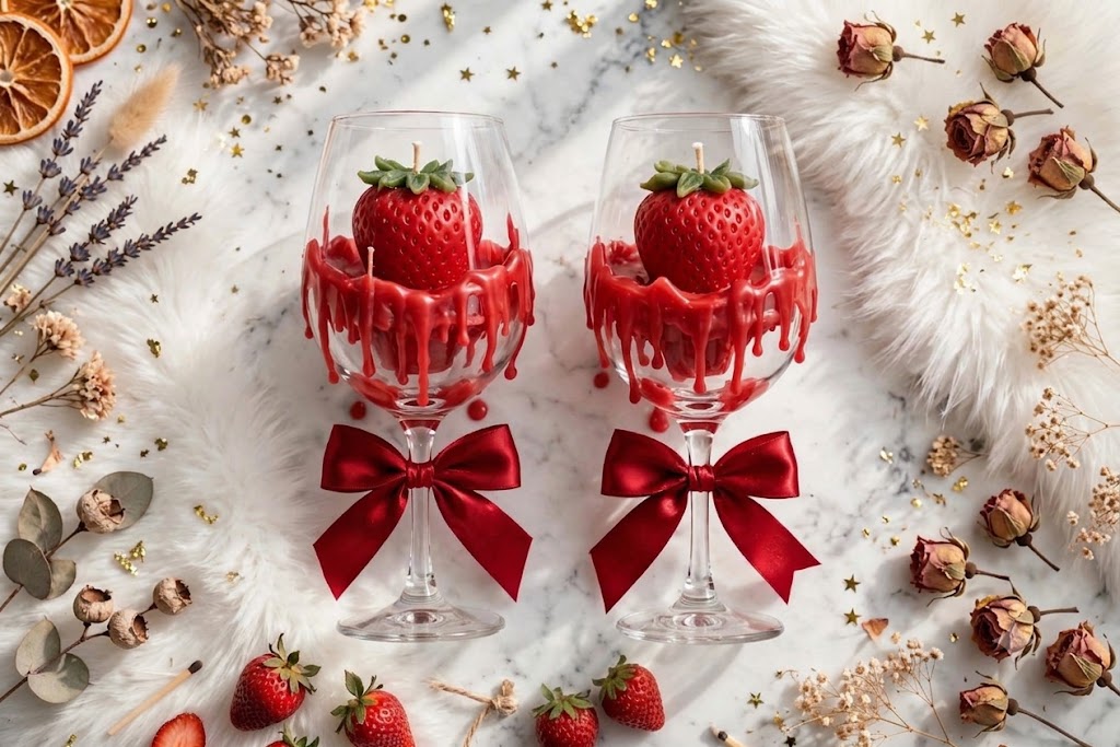 Strawberry Wine Glass Scented Candle