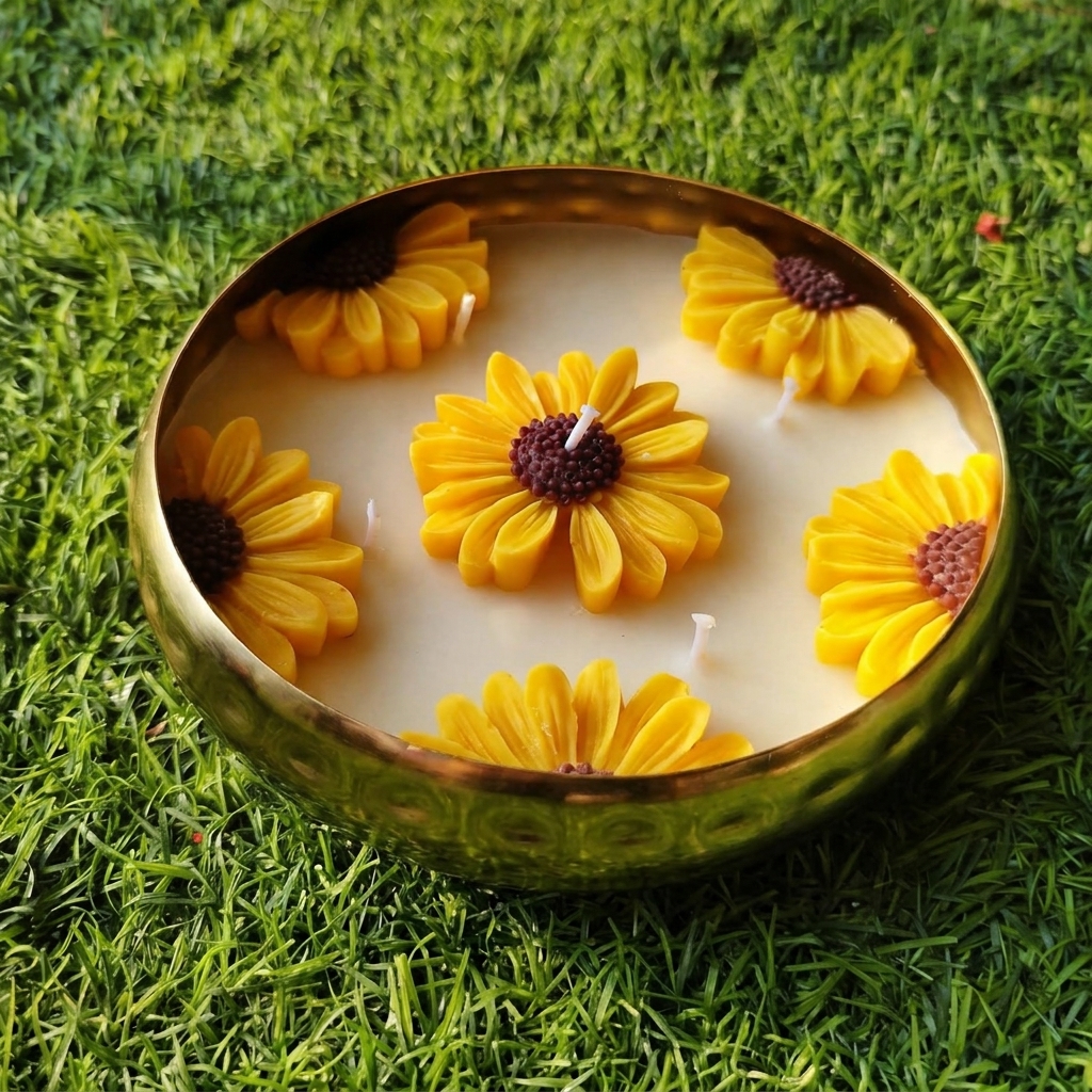 Sunflower Urli Candle — Premium Diwali Edition