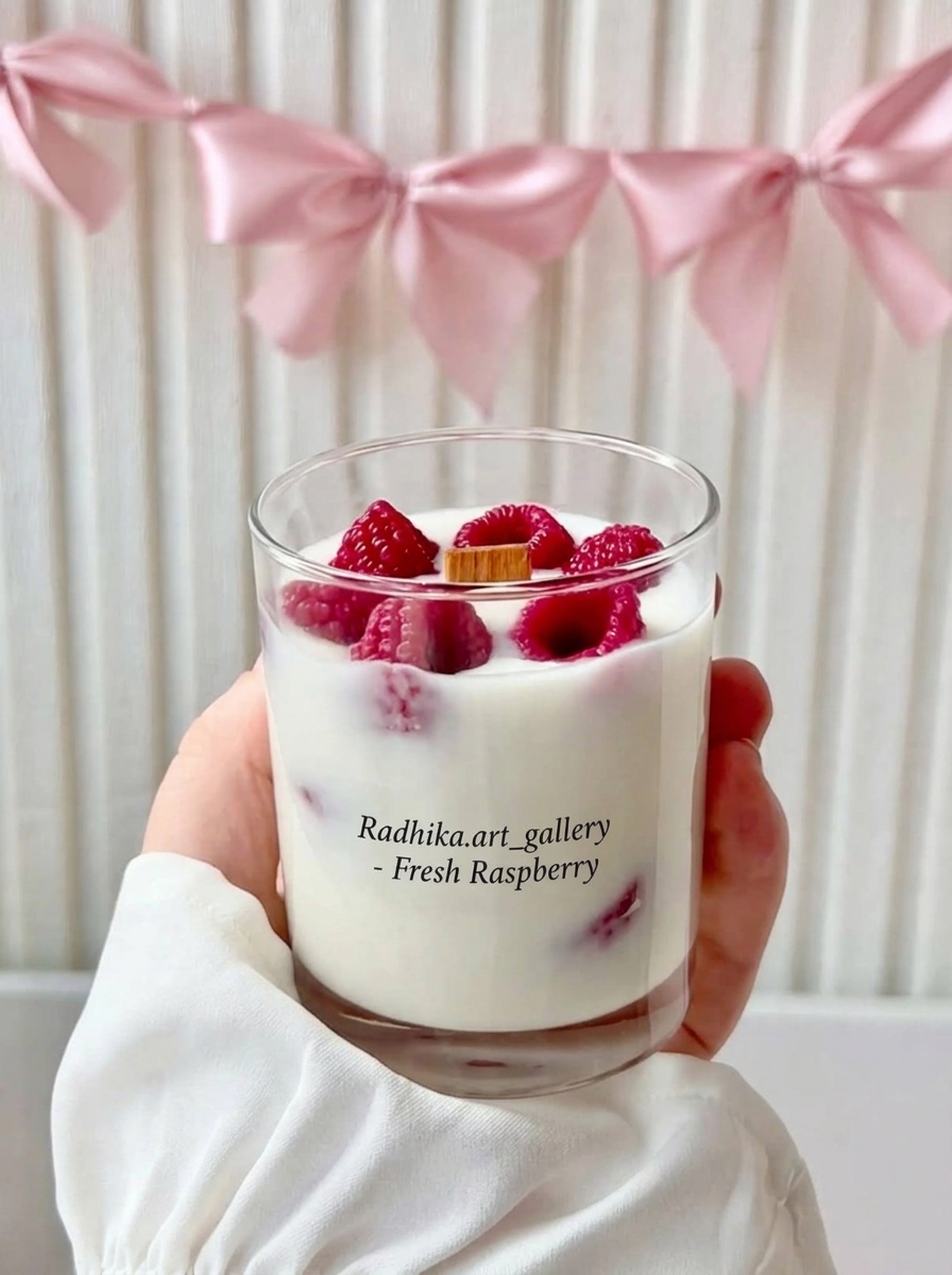 Fresh Raspberry Scented Glass Candle